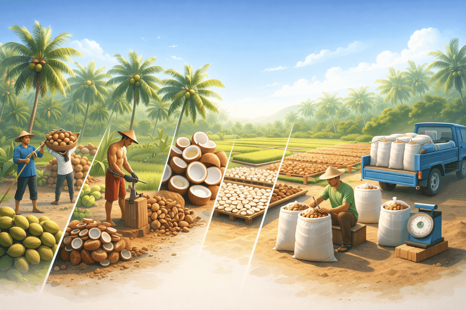 Proses Produksi Kopra: Dari Kelapa hingga Siap Dipasarkan